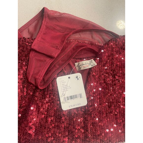 Free People Sparks Fly Sequin Body Suit SZ Medium - Picture 7 of 9